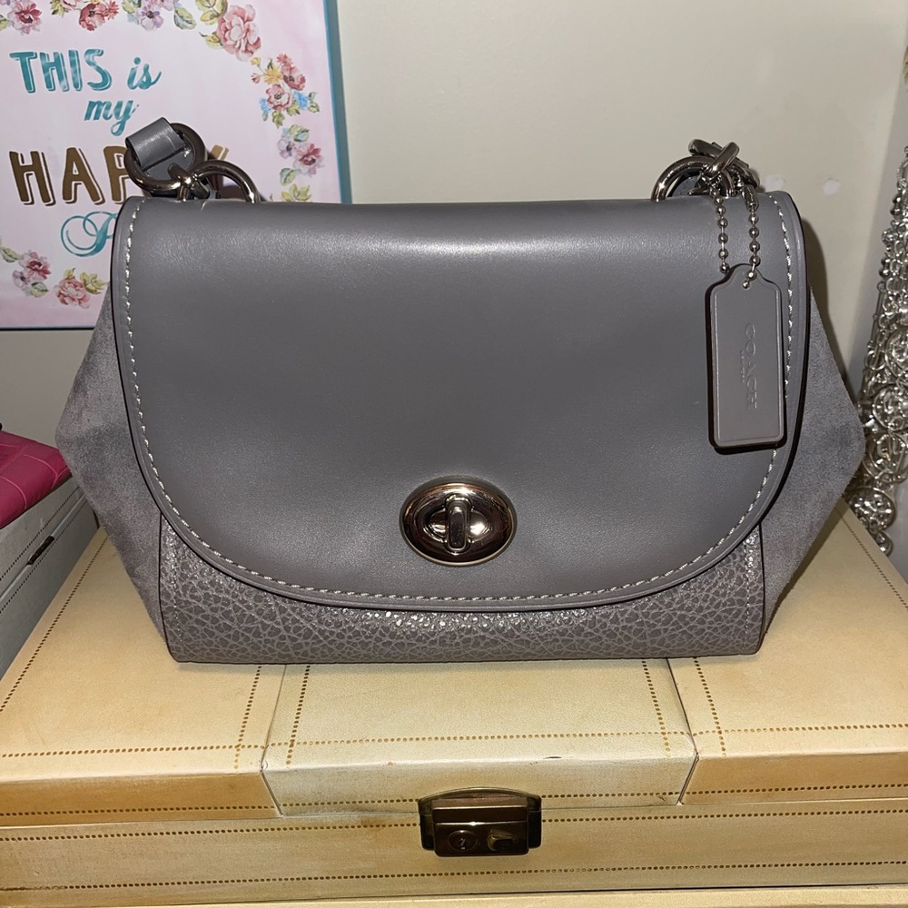 Coach Faye Carryall Gray Leather